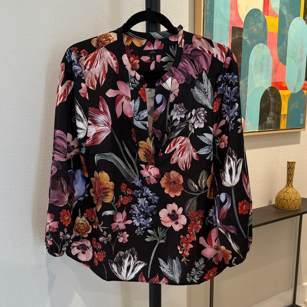 J. Crew Multicolor Floral Blouse-size L